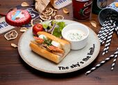 Sky High's Apple Pork Sandwich (スカイハイ アップルポークサンド) ¥1,300 Baguette, apple, boiled pork, camembert cheese, clam chowder